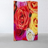 Benjara BM26502 3 Panel Canvas Screen with Contrasting Flower Print, Multicolor
