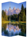 Benjara BM26525 3 Panel Landscape Print Foldable Canvas Screen, Multicolor