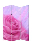 Benjara BM26537 3 Panel Foldable Canvas Screen with Rose Print, Pink