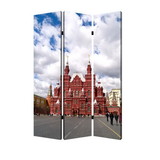 Benjara BM26544 Russian Tower Print Foldable Canvas Screen with 3 Panels, Multicolor