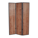 Benjara BM26601 3 Panel Foldable Wooden Screen with Grain Details, Brown