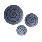 Benjara BM26640 Round Sandstone and Glass Wall Decor with Spiral Design, Small, Gray
