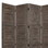Benjara BM26669 Wooden 4 Panel Foldable Floor Screen with Textured Panels, Gray