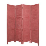 Benjara BM26670 Wooden 4 Panel Foldable Floor Screen with Textured Panels, Red
