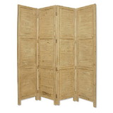Benjara BM26672 Wooden 4 Panel Foldable Floor Screen with Textured Panels, Yellow