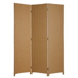 Benjara BM26680 Wooden Foldable 3 Panel Room Divider with Streamline Design, Light Brown