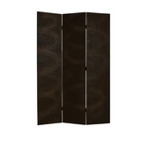 Benjara BM26687 Foldable 3 Panel Canvas Room Divider with Swirl Details, Dark Brown