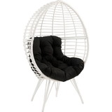 Benjara BM269036 Wicker Patio Lounge Chair with Angled Metal Legs, White