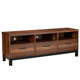 Benjara BM269169 TV Console with 3 Drawers and 3 Compartments, Rustic Brown