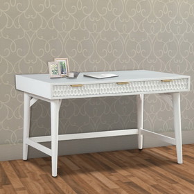 Benjara BM269318 Writing Desk with 3 Drawers and Wooden Frame, White