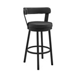 Benjara BM271139 Swivel Barstool with Curved Open Back and Metal Legs, Gray and Black