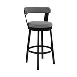 Benjara BM271141 Swivel Barstool with Curved Open Back and Metal Legs, Light Gray