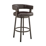 Benjara BM271146 Swivel Counter Barstool with Curved Open Back and Metal Legs, Dark Brown