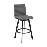 Benjara BM271162 Swivel Counter Barstool with Horizontal Channel Stitching, Black and Gray