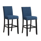 Benjara BM271458 Bar Chair with Fabric Seat and Nailhead Trim, Set of 2, Blue