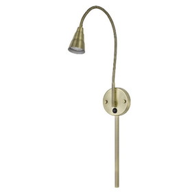 Benjara BM271966 30 Inch Flexible Neck Metal Wall Lamp, LED Bulb included, Brass