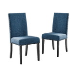 Benjara BM272079 38 Inch Dining Chair with Nailhead Trim, Set of 2, Blue