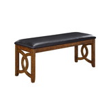 Benjara BM272087 Gary 46 Inch Wood Bench with Leatherette Seat, Brown