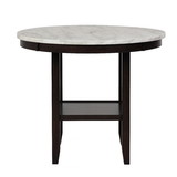 Benjara BM272104 Kate 42 Inch Round Counter Table with Faux Marble, White and Black