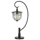 Benjara BM272201 30 Inch Metal Downbridge Lantern Table Lamp, Bronze Black