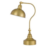 Benjara BM272204 25 Inch Metal Curved Desk Lamp, Adjustable Dome Shade, Brass
