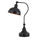 Benjara BM272206 25 Inch Metal Curved Desk Lamp, Adjustable Shade, Bronze Black
