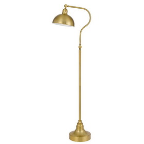 Benjara BM272207 60 Inch Metal Curved Floor Lamp, Adjustable Dome Shade, Brass
