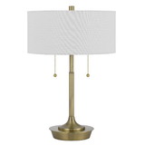 Benjara BM272215 20 Inch Metal Table Lamp with Pull Chain Switch, Brass
