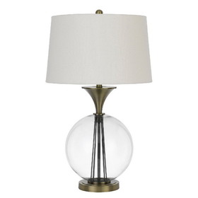 Benjara BM272230 46 Inch Metal And Glass Globe Table Lamp, Dimmer, Brass Finish
