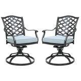 Benjara BM272235 Wynn Outdoor Metal Dining Swivel Chair, Set of 2, Light Blue