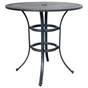 Benjara BM272241 40 Inch Outdoor Patio Round Bar Table, Lattice Pattern, Black