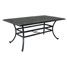 Benjara BM272255 68 Inch Wynn Outdoor Patio Pattern Metal Dining Table, Black