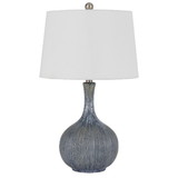 Benjara BM272342 25 Inch Onion Table Lamp with Ribbed Texture and Dimmer, Gray