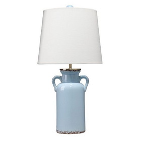 Benjara BM272365 21 Inch Ceramic Table Lamp with Handles, White and Blue