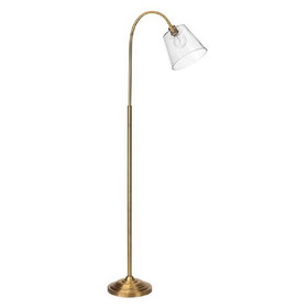 Benjara BM272366 69 Inch Metal Floor Lamp with Clear Cone Glass Shade, Brass