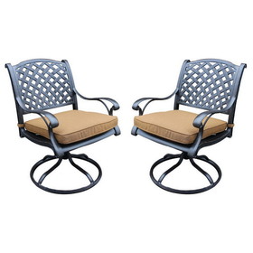 Benjara BM272424 27 Inch Swivel Outdoor Patio Dining Chair, Set of 2, Brown