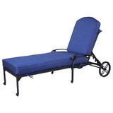Benjara BM272966 30 Inch Arbor Metal Chaise Lounge Chair with Solar Protected Cushion, Blue