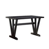Benjara BM273022 47 Inch Ethan Collection Wood Dining Table, V Shaped Legs, Trestle, Dark Brown