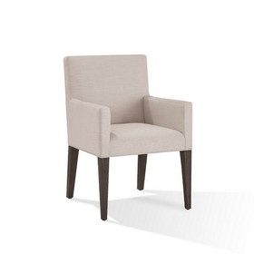 Benjara BM274139 Mod 24 Inch Dining Armchair, Upholstered, Rubberwood, Set of 2, Light Gray