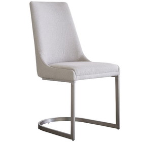 Benjara BM274155 Jose 19 Inch Upholstered Dining Chair, Metal Base, Set of 2, Heather Gray