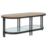 Benjara BM276290 Ley 47 Inch Wood Coffee Table, Oblong, Industrial Design, Oak