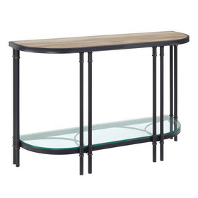 Benjara BM276292 Ley 47 Inch Wood Sideboard Console Sofa Table, Industrial Design, Oak