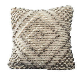 Benjara BM276712 18 Inch Decorative Throw Pillow Cover, Textured Diamonds, Gray, Beige
