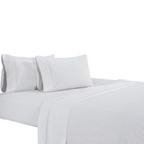 Benjara BM276825 Matt 4 Piece California King Bed Sheet Set, Organic Cotton, Stripes, White