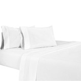 Benjara BM276835 Matt 4 Piece California King Bed Sheet Set, Soft Organic Cotton, White