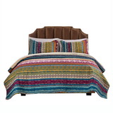 Benjara BM42349 Tribal Motif Print Cotton Twin Quilt Set with 1 Pillow Sham, Multicolor