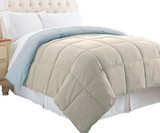 Benzara BM46021 Genoa Twin Size Box Quilted Reversible Comforter, Gray and Blue