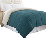 Benzara BM46025 Genoa Queen Size Box Quilted Reversible Comforter The Urban Port, Blue and Gray