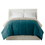 Benzara BM46025 Genoa Queen Size Box Quilted Reversible Comforter, Blue and Gray