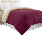 Benzara BM46034 Genoa Queen Size Box Quilted Reversible Comforter, Pink and Beige
